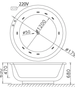 Bồn Tắm CAESAR MT6470 Massage 1.7M Chân Yếm - 10 Bồn Tắm CAESAR MT6470 Massage 1.7M Chân Yếm - 9