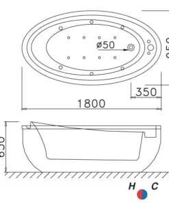 Bồn Tắm CAESAR MT6480 Massage Đặt Sàn 1.8M - 9