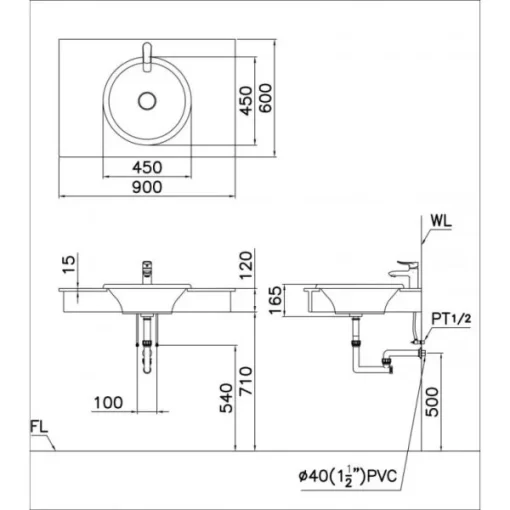 Lavabo CAESAR LF5016 Dương Vành - 7
