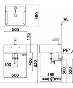 Lavabo CAESAR LF5236 Đặt Bàn Chữ Nhật - 13
