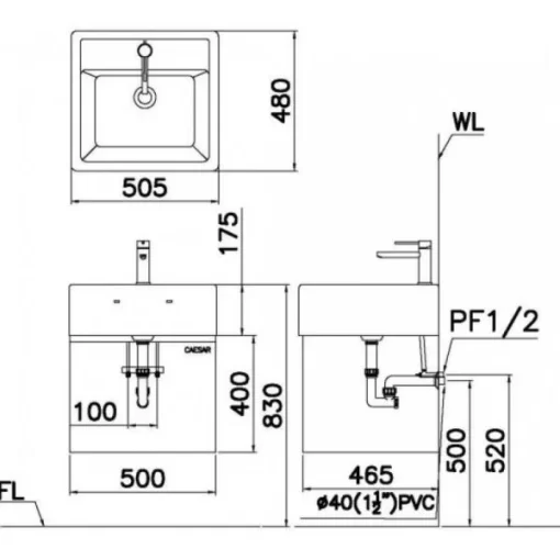 Lavabo CAESAR LF5236 Đặt Bàn Chữ Nhật - 7
