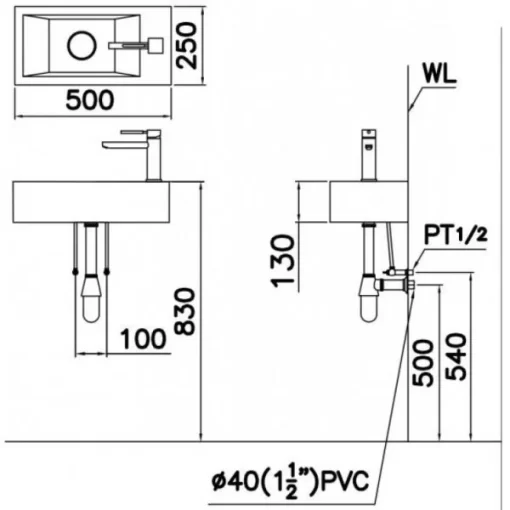 Lavabo CAESAR LF5239S Đặt Bàn/Treo Tường - 7