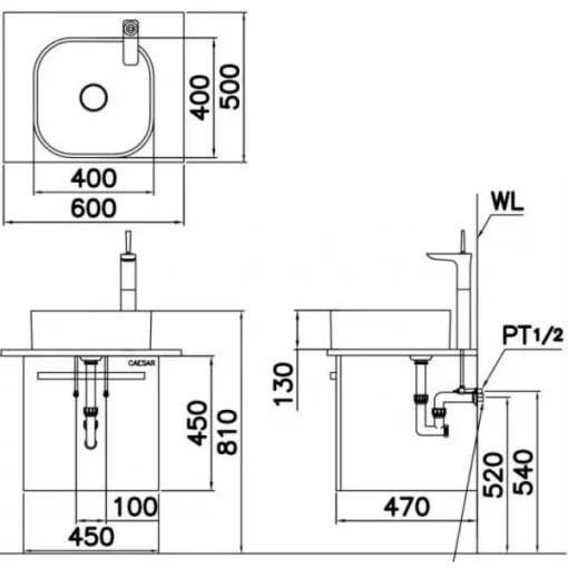 Lavabo CAESAR LF5256 Đặt Bàn - 7