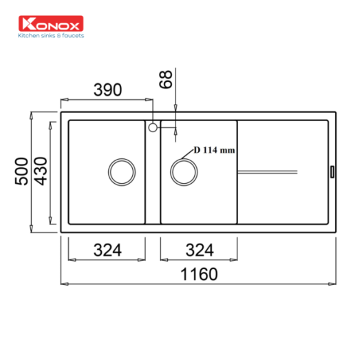 CHẬU RỬA KONOX LIVELLO 1160 BLACK - 3