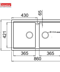 Granite sink Phoenix 860 GreySiphon, giá úp bát inox KONOX - 58 Granite sink Phoenix 860 GreySiphon, giá úp bát inox KONOX - 57