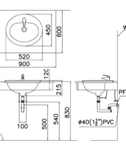 Lavabo CAESAR L5018 Dương Vành - 14 Lavabo CAESAR L5018 Dương Vành - 13
