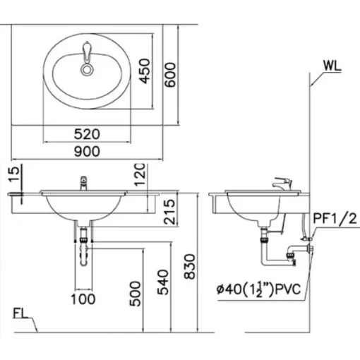 Lavabo CAESAR L5018 Dương Vành - 7