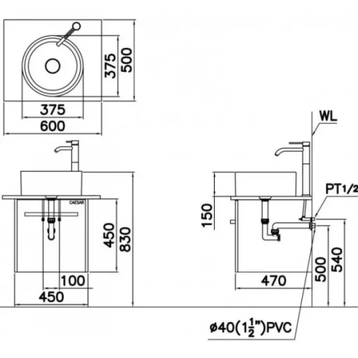 Lavabo CAESAR LF5232 Đặt Bàn - 7
