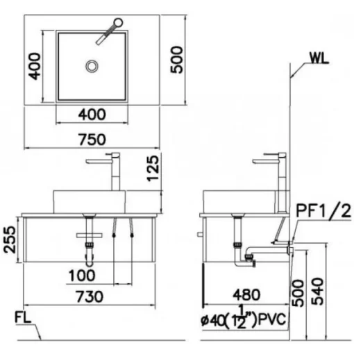 Lavabo CAESAR LF5252 Đặt Bàn Vuông - 7