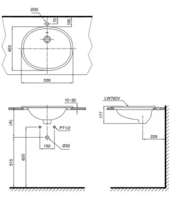 Chậu Rửa Lavabo TOTO L762#XW Dương Vành - 14 Chậu Rửa Lavabo TOTO L762#XW Dương Vành - 13