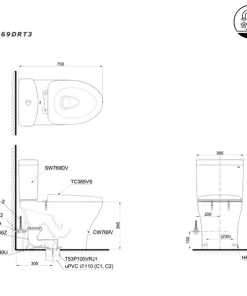 Bồn Cầu TOTO CS769DRT3#XW 2 Khối Nắp Đóng Êm TC385VS - 14 Bồn Cầu TOTO CS769DRT3#XW 2 Khối Nắp Đóng Êm TC385VS - 13