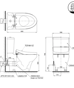 Bồn Cầu Điện Tử TOTO CS945PDW11#W Kèm Nắp Rửa Điện Tử WASHLET Dòng S7 – TCF4911Z (220V) - 10 Bồn Cầu Điện Tử TOTO CS945PDW11#W Kèm Nắp Rửa Điện Tử WASHLET Dòng S7 – TCF4911Z (220V) - 9