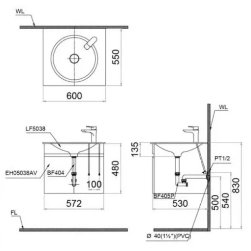 Lavabo CAESAR LF5038 Dương Bàn - 5