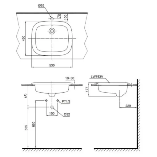 Chậu Rửa Mặt Lavabo TOTO L763#XW Dương Vành - 7