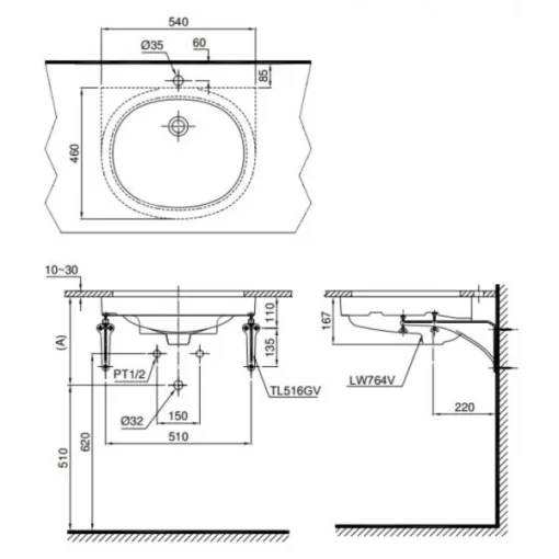 Chậu Lavabo TOTO LT764#XW Âm Bàn - 7