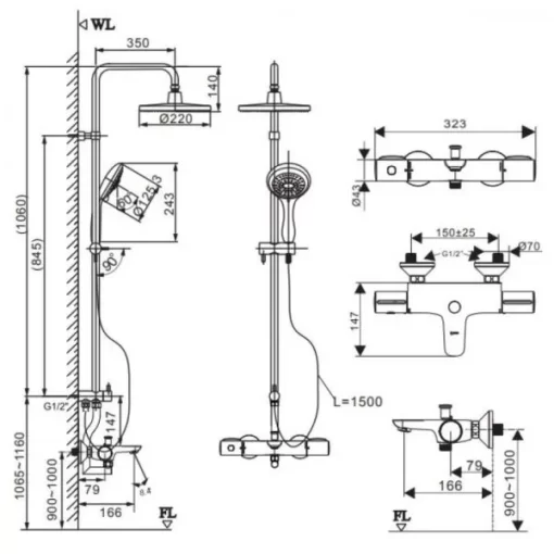 Vòi Sen Tắm Cây Inax BFV-3415T-3C nhiệt độ - 5