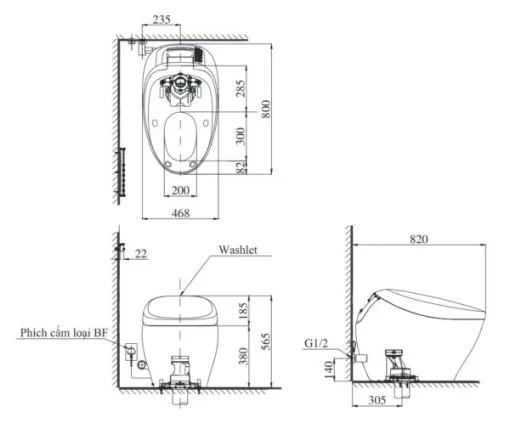 Bồn Cầu Điện Tử TOTO CS901KVT#NW1/T53P100VR NEOREST NX II - 5