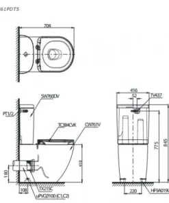 Bồn Cầu TOTO 2 Khối CS761PDT5#XW Nắp Đóng Êm TC384CKV - 13