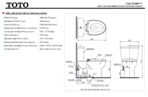 Bồn Cầu TOTO 2 Khối CS300DRT3#W Nắp Đóng Êm TC385VS - 21