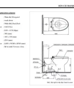 Bồn Cầu TOTO CS320DRT3#W 2 Khối Nắp Đóng Êm TC385VS - 17