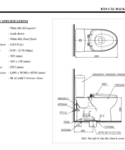 Bồn Cầu TOTO 2 Khối CS325DRT3#W Nắp Đóng Êm TC385VS - 21