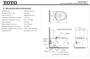 Bồn Cầu TOTO 2 Khối CS325DRT3#W Nắp Đóng Êm TC385VS - 21