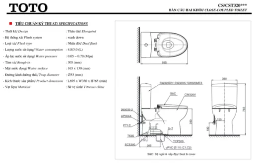 Bồn Cầu TOTO 2 Khối CS325DRT3#W Nắp Đóng Êm TC385VS - 7