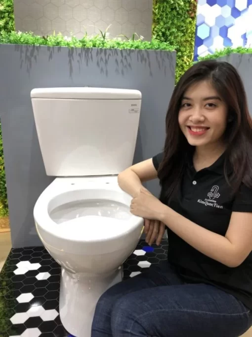 Bồn Cầu TOTO CS300DT3Y1#W 2 Khối Nắp Đóng Êm TC385VS - 5
