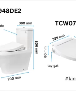 Bồn Cầu TOTO MS885DE2#XW 1 Khối Nắp Rửa Cơ TCW07S - 13