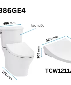 Bồn Cầu TOTO CS986GE4#XW 2 Khối Nắp Rửa Cơ TCW1211A - 13