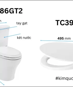 Bồn Cầu TOTO CS986GT2#XW 2 Khối Nắp Đóng Êm TC393VS - 13