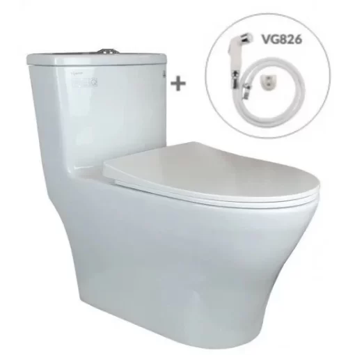 Bồn Cầu VIGLACERA V36 1 Khối Nắp Êm Tặng Xịt - 1