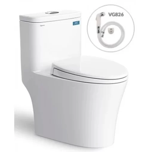 Bồn Cầu VIGLACERA V63 1 Khối Nắp Êm V68 Tặng Xịt VG826 - 1