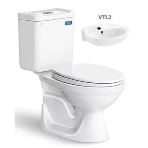 Bồn Cầu VIGLACERA VT18M 2 Khối Nắp Êm Kèm Chậu VTL2 - 1