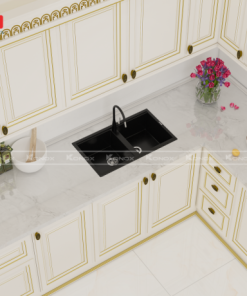 Granite sink Phoenix 860 BlackSiphon, giá úp bát inox KONOX - 71