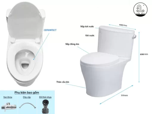 Bồn Cầu TOTO CS767RT3#XW 2 Khối Nắp Đóng Êm TC385VS - 5