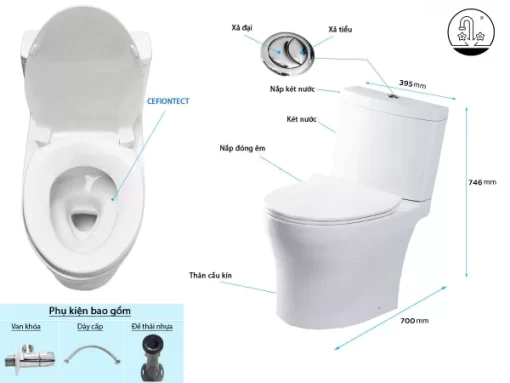 Bồn Cầu TOTO CS769DRT8#XW 2 Khối Nắp Đóng Êm TC600VS - 5