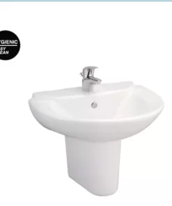 Chậu Rửa Lavabo COTTO C0237/C4201 Treo Tường Kèm Chân Ngắn - 5