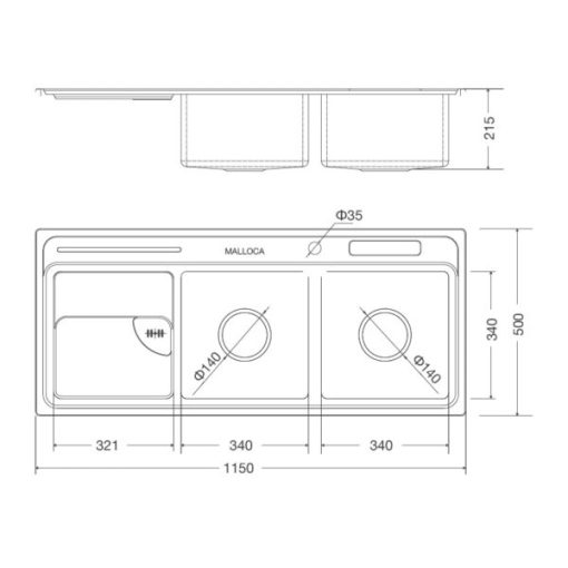 Chậu rửa chén Malloca MS 8816 - 3