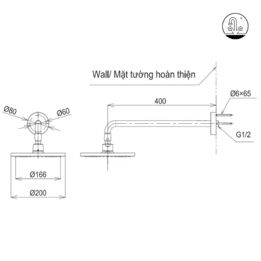 Bát Sen Gắn Tường TOTO TBW07001A Tròn 200mm - 5
