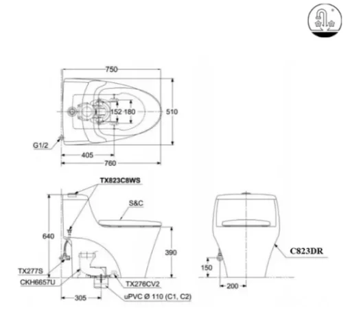 Bồn Cầu TOTO CW822RA#W/TCF24410AAA#NW1 Treo Tường - 5