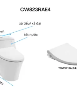 Bồn Cầu TOTO CW823RAE4#W/T53P100VR 1 Khối Nắp Rửa Cơ TCW1211A - 11