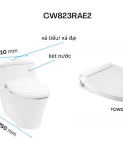 Bồn Cầu TOTO CW823RAE2#W/T53P100VR 1 Khối Nắp Rửa Cơ TCW07S - 11