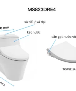 Bồn Cầu TOTO MS823DRE4#XW 1 Khối Nắp Rửa Cơ TCW1211A - 13