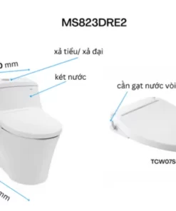 Bồn Cầu TOTO MS823DRE2#XW 1 Khối Nắp Rửa Cơ TCW07S - 11