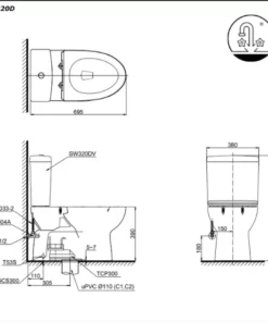 Bồn Cầu Điện Tử TOTO CS320DRW16#W Kèm Nắp Rửa Điện Tử WASHLET Dòng C2 – TCF23410AAA (220V) - 14 Bồn Cầu Điện Tử TOTO CS320DRW16#W Kèm Nắp Rửa Điện Tử WASHLET Dòng C2 – TCF23410AAA (220V) - 13