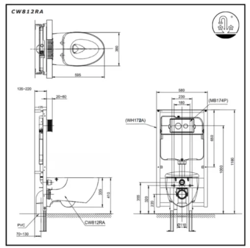 Bồn Cầu TOTO CW812RA#W/TCF24410AAA#NW1 Treo Tường - 5