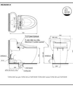 Bồn Cầu Điện Tử TOTO MS688W14#XW Kèm Nắp Rửa Điện Tử WASHLET Dòng C5 – TCF24410AAA (220V) - 10 Bồn Cầu Điện Tử TOTO MS688W14#XW Kèm Nắp Rửa Điện Tử WASHLET Dòng C5 – TCF24410AAA (220V) - 9