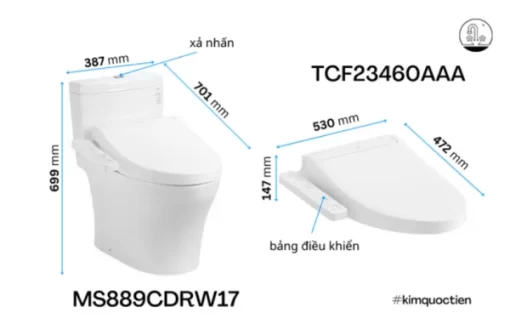 Bồn Cầu Điện Tử TOTO MS889CDRW17#XW Kèm Nắp Rửa Điện Tử WASHLET (Loại Giấu Dây) Dòng C2 – TCF23460AAA (220V) - 7