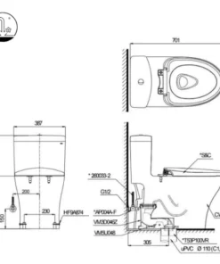 Bồn Cầu Điện Tử TOTO MS889CDRW17#XW Kèm Nắp Rửa Điện Tử WASHLET (Loại Giấu Dây) Dòng C2 – TCF23460AAA (220V) - 11